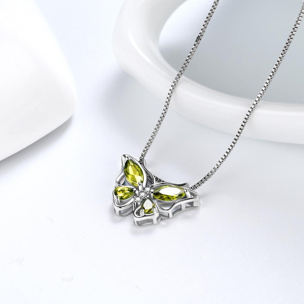 December Tanzanite Blue Butterfly Necklaces 925 Sterling Pendant Jewelry for Women Wife