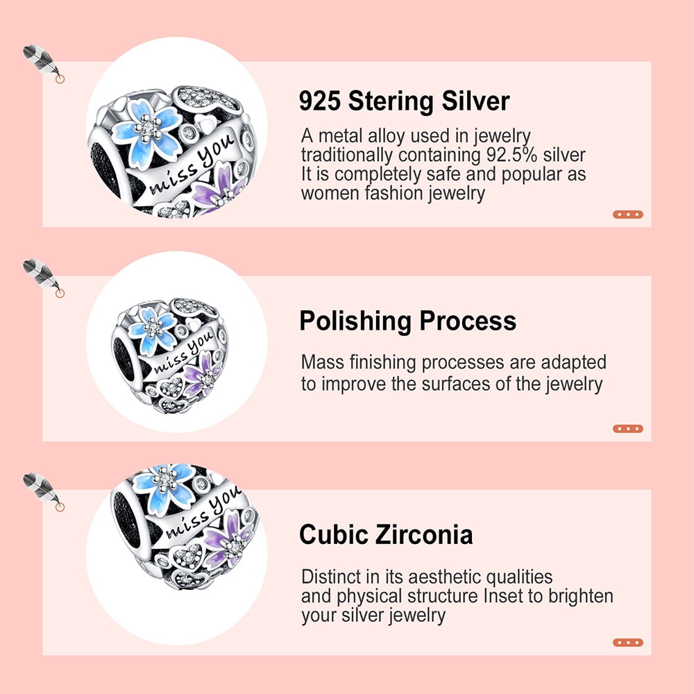 925 Sterling Charm for Bracelets Four Leaf Clover Lucky OpenWork Bead Charm Women Bracelet Charm