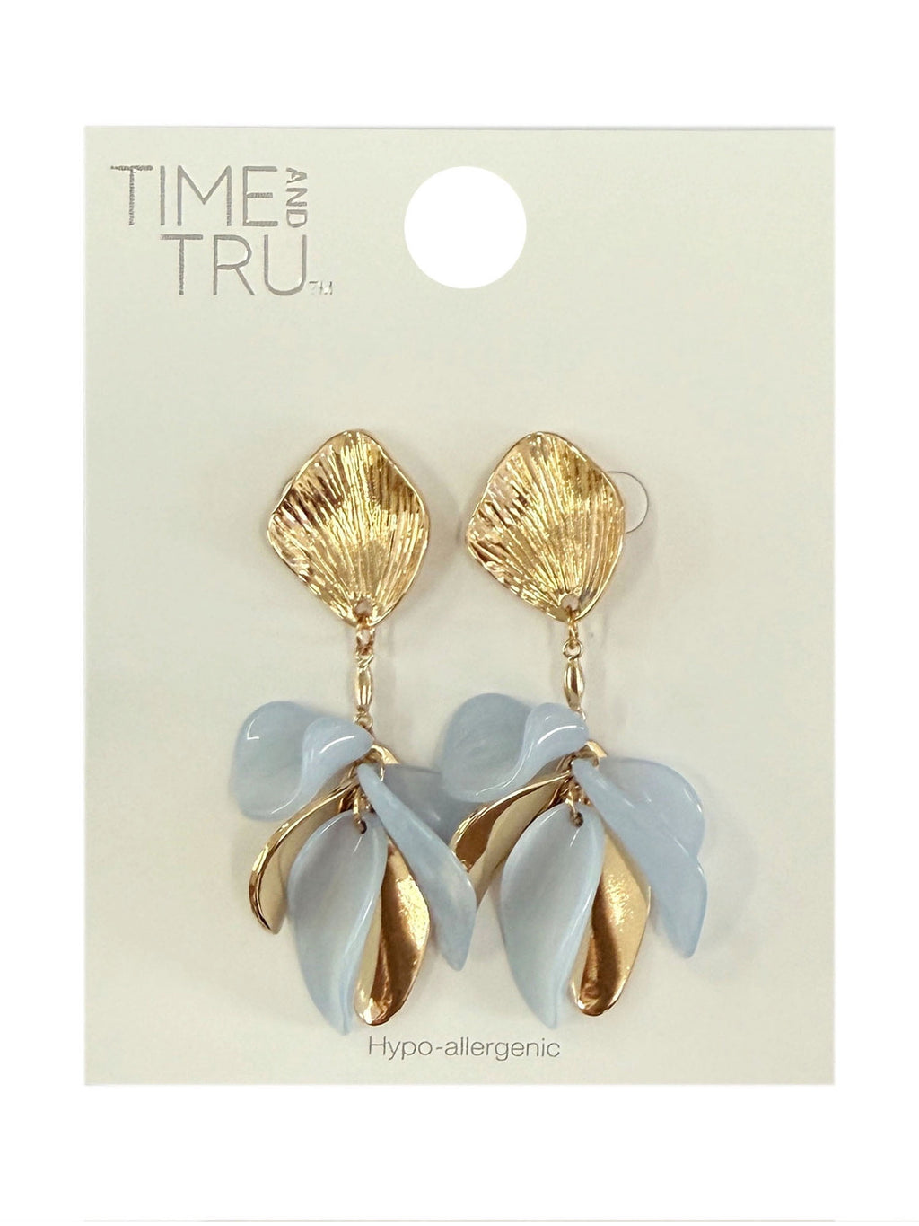 Blue Flower Petal Earrings for Female Adults and Teens