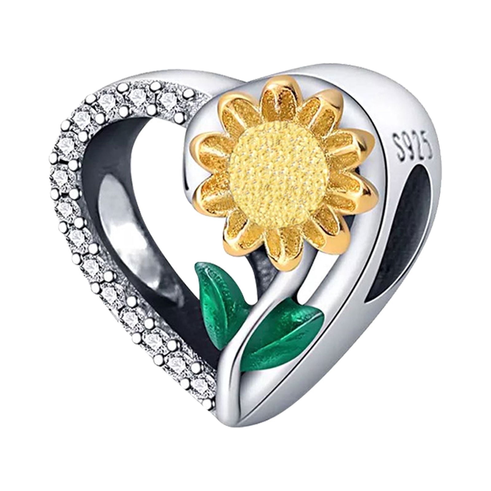 925 Sterling Charm for Bracelets Four Leaf Clover Lucky OpenWork Bead Charm Women Bracelet Charm