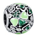 925 Sterling Charm for Bracelets Four Leaf Clover Lucky OpenWork Bead Charm Women Bracelet Charm