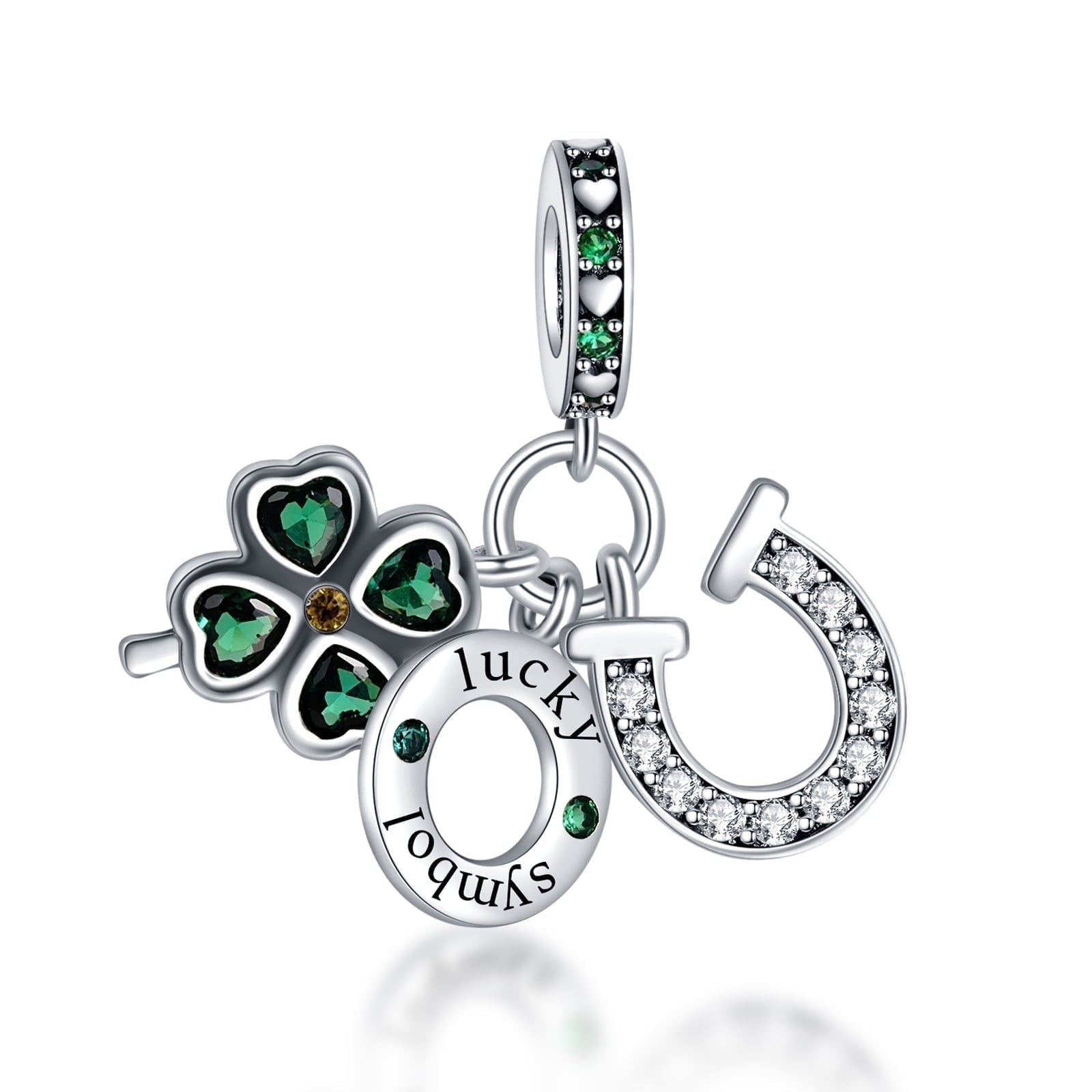 925 Sterling Charm for Bracelets Four Leaf Clover Lucky OpenWork Bead Charm Women Bracelet Charm