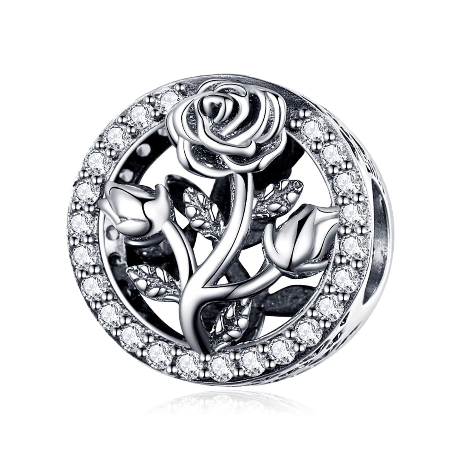 925 Sterling Charm for Bracelets Four Leaf Clover Lucky OpenWork Bead Charm Women Bracelet Charm