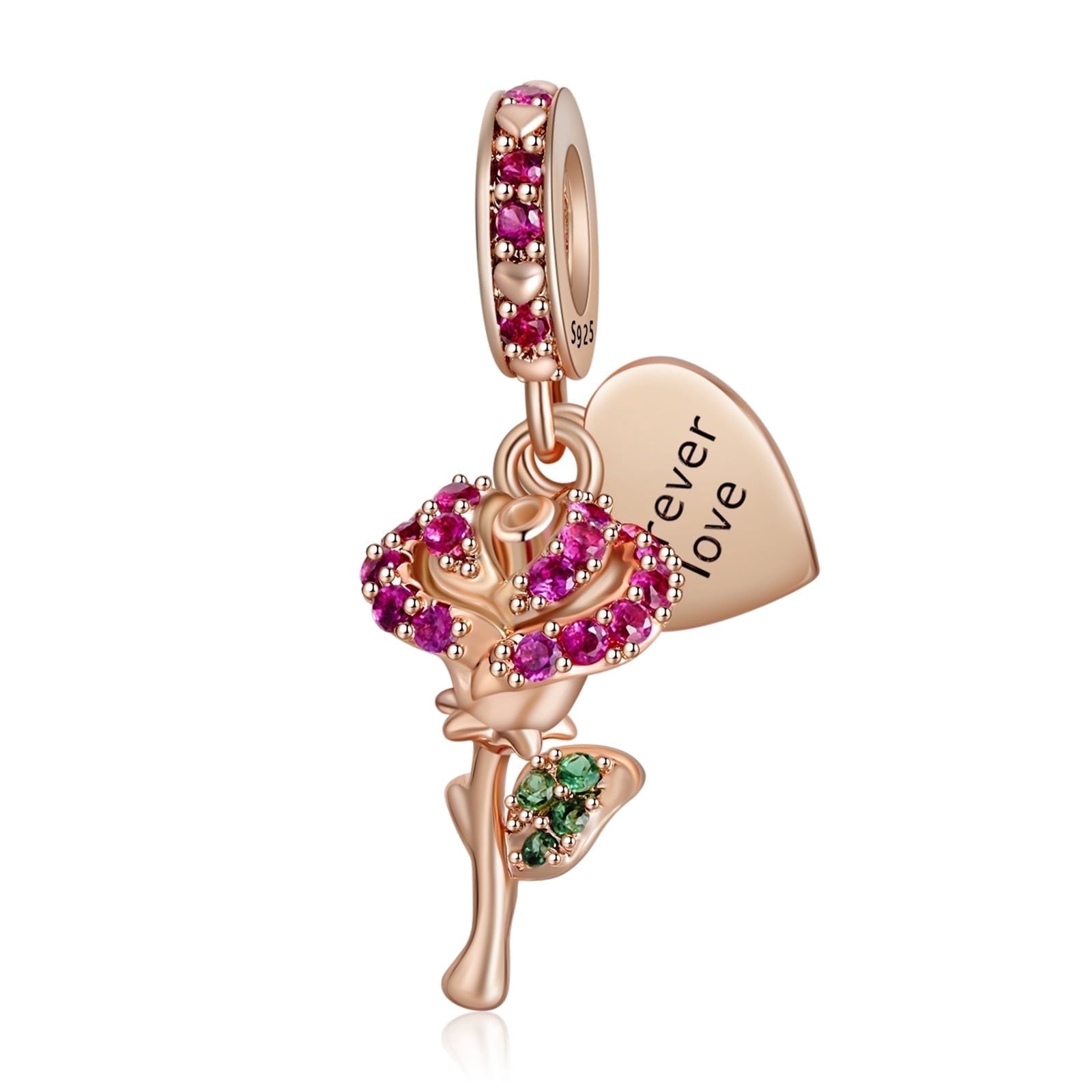 925 Sterling Charm for Bracelets Four Leaf Clover Lucky OpenWork Bead Charm Women Bracelet Charm