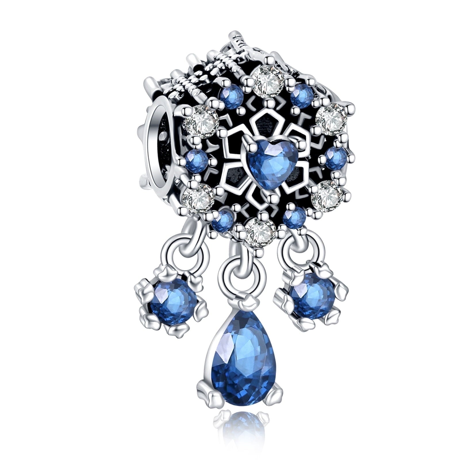 925 Sterling Charm for Bracelets Four Leaf Clover Lucky OpenWork Bead Charm Women Bracelet Charm
