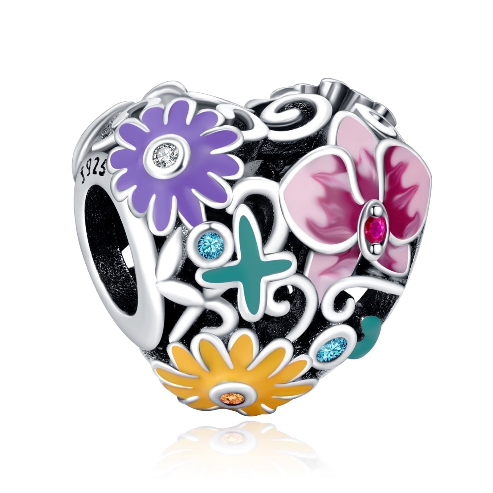 925 Sterling Charm for Bracelets Four Leaf Clover Lucky OpenWork Bead Charm Women Bracelet Charm