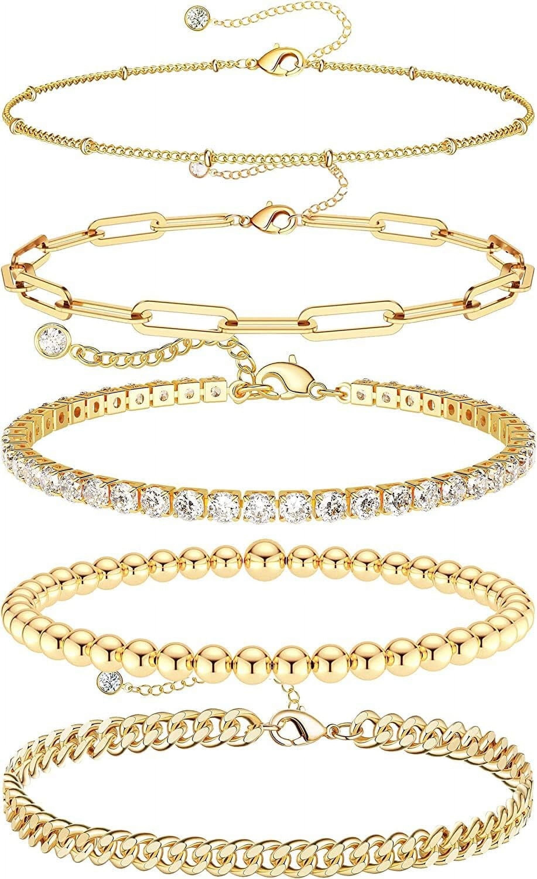 925 Sterling Dainty Bracelets for Women , Pack Gifts for Women