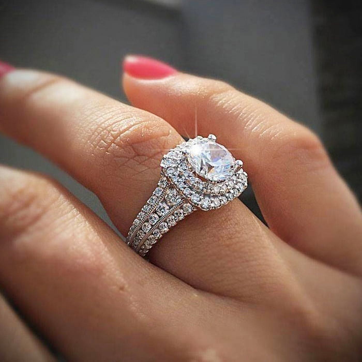 925 Sterling Round Cut 3.5CT Diamond Wedding Band Rings