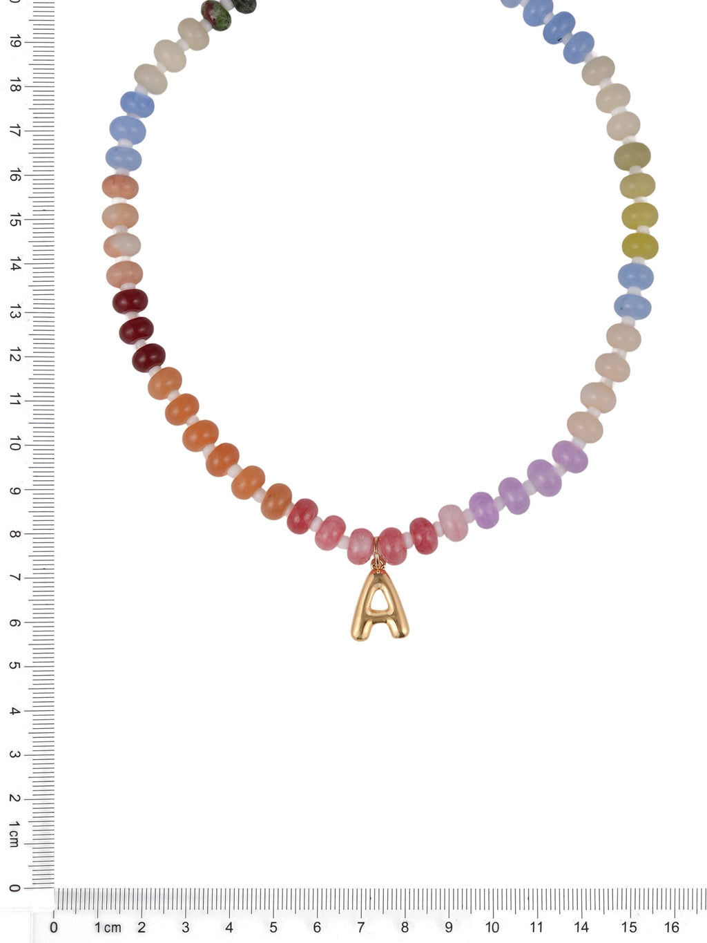 Goldtone Multicolored Bead Initial "A" Necklace