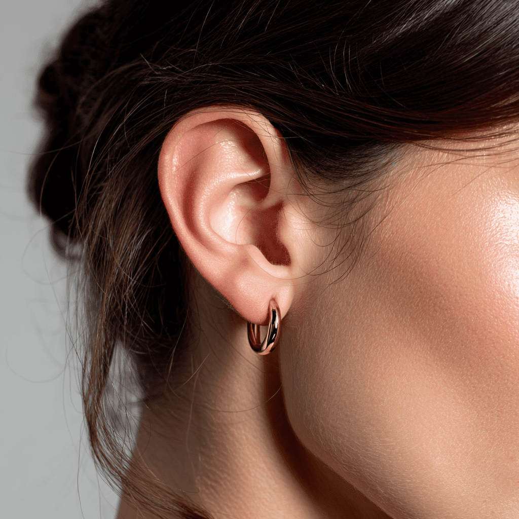 14K Graduated Hoop Huggie Earring in 14K Yellow Plated