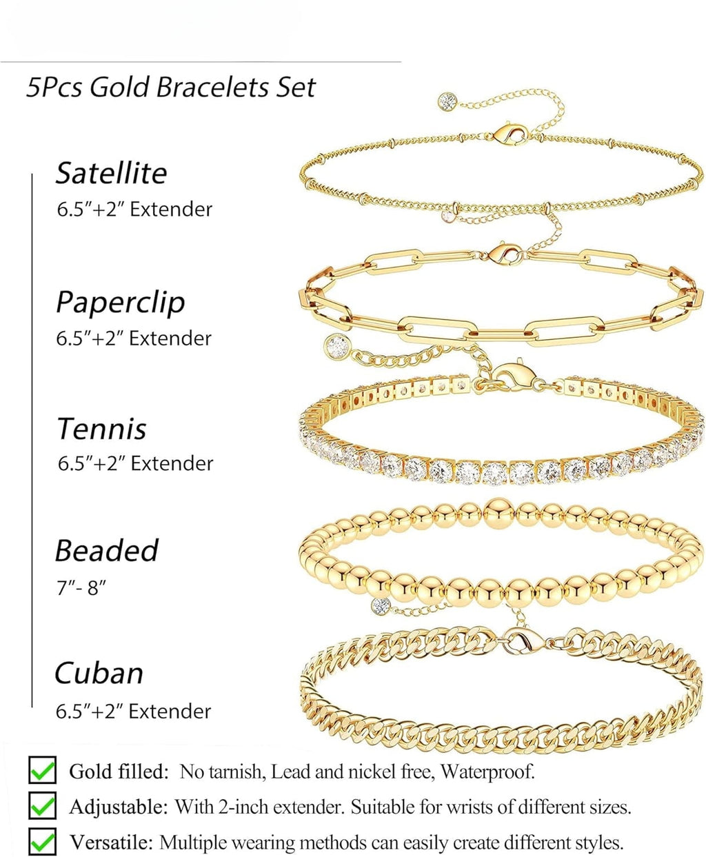 925 Sterling Dainty Bracelets for Women , Pack Gifts for Women