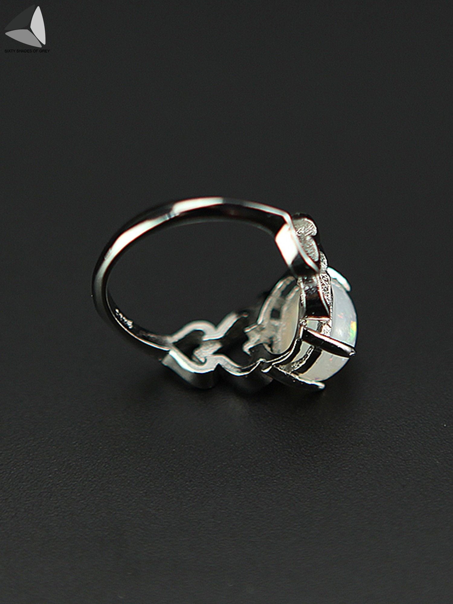 Created Oval White Opal Rings 925 Sterling Jewelry for Womens (Size 7)