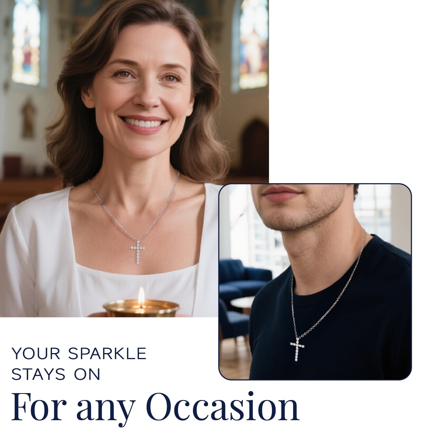 Cross Necklace for Women 1 Cross Pendant 925 Sterling Easter Christian Jewelry Gifts