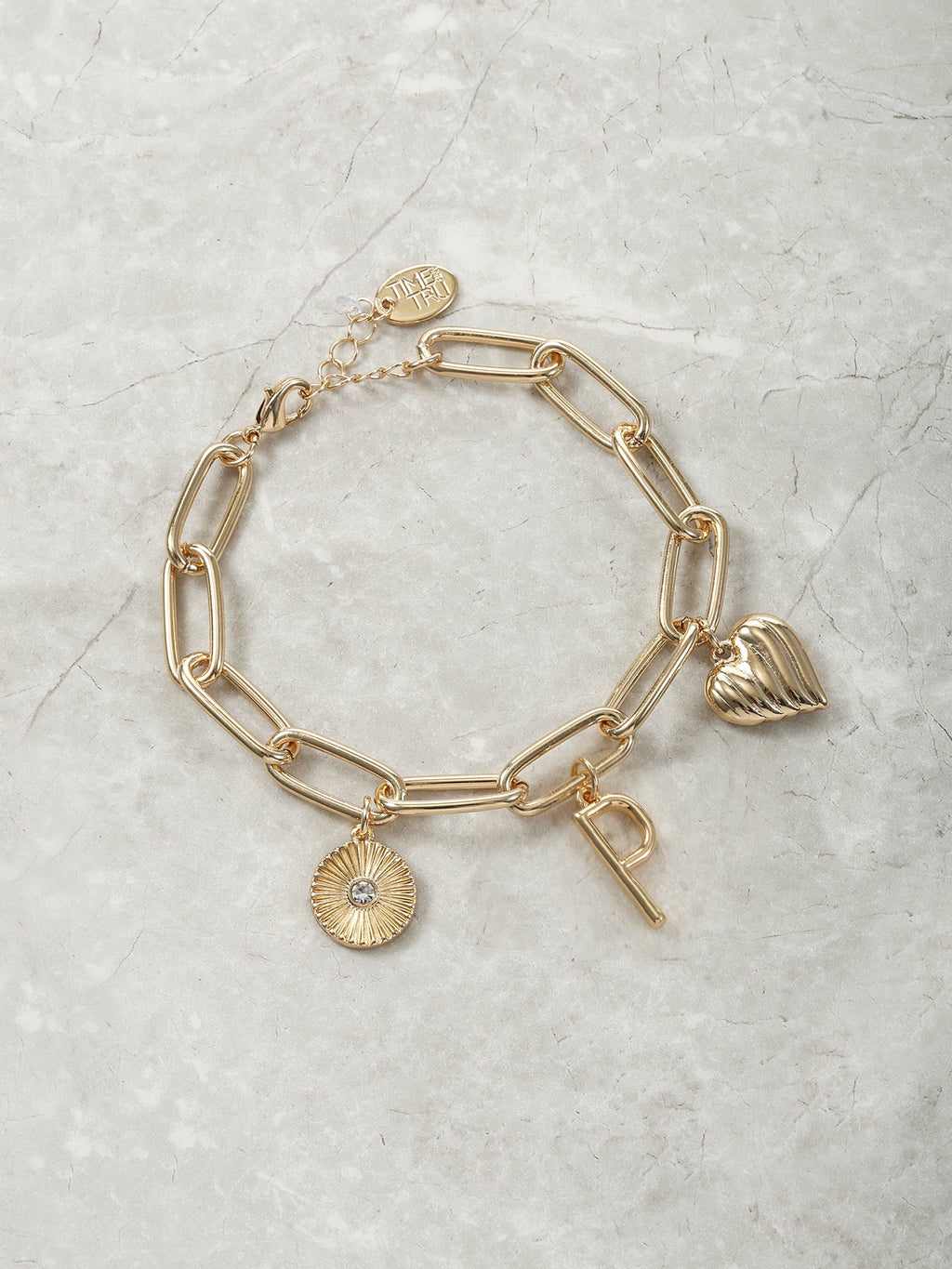 Goldtone Initial Charm Bracelet, Initial J