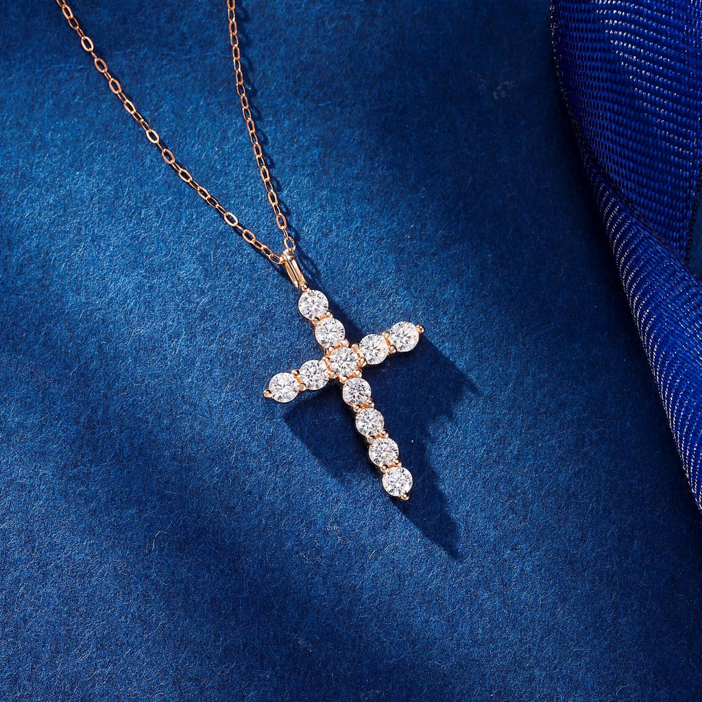 14K Plated Zirconia Cross Pendant Necklace for Women with 925
