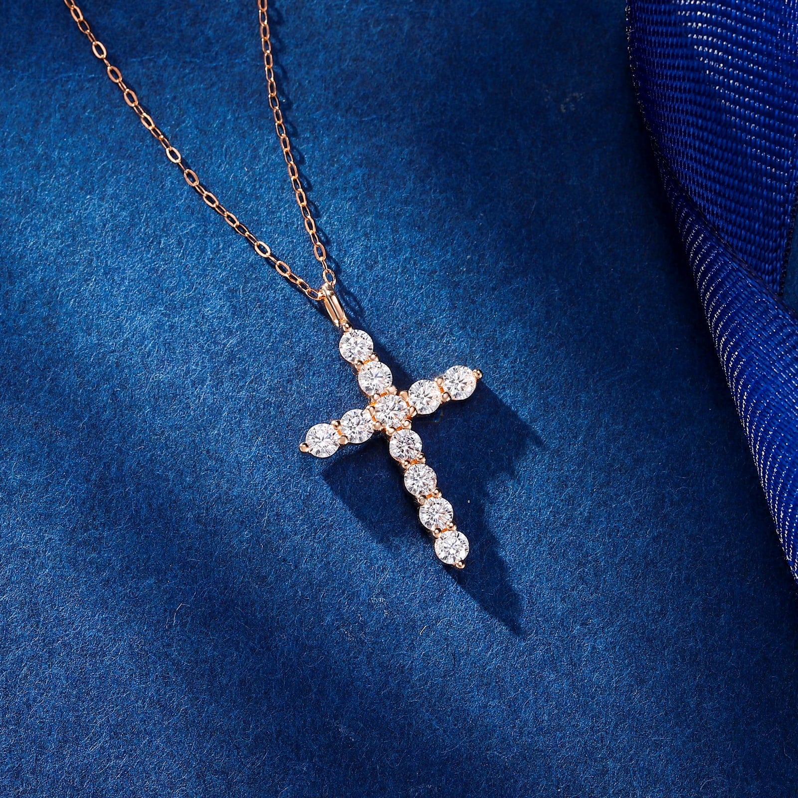 14K Plated Zirconia Cross Pendant Necklace for Women with 925