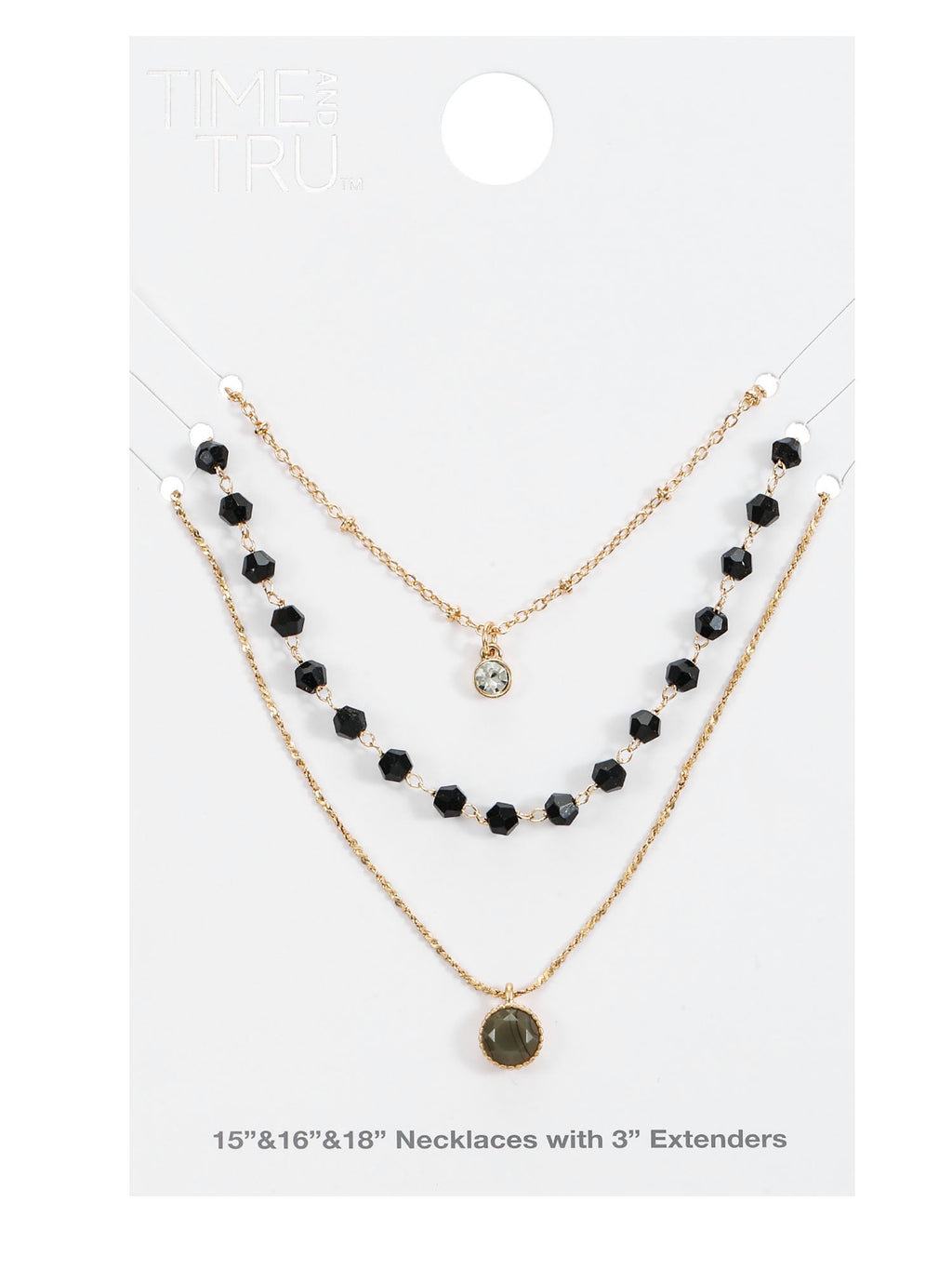 Women's Goldtone Layered Necklace Set, 3 Pieces, Black