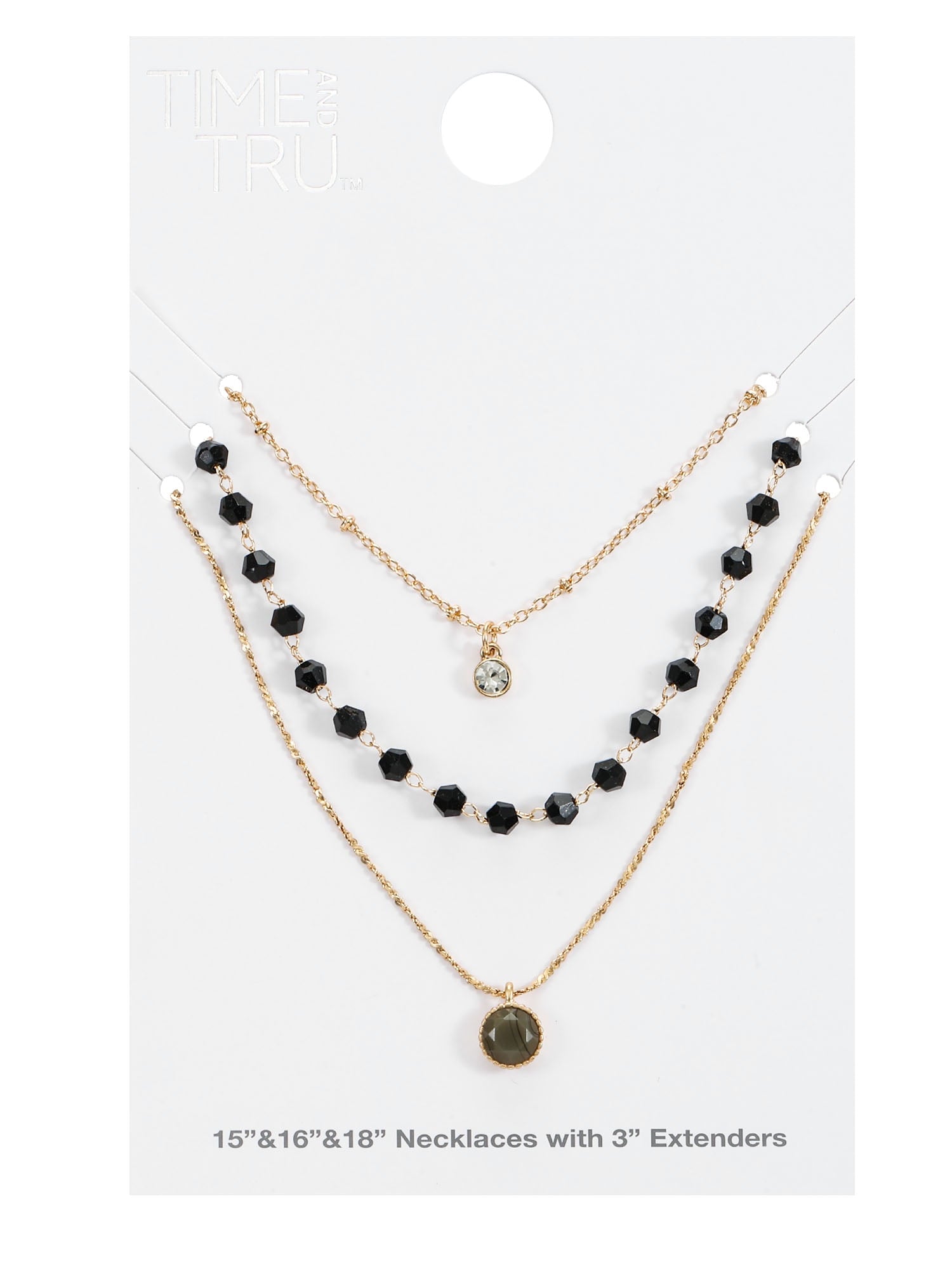 Women's Goldtone Layered Necklace Set, 3 Pieces, Black