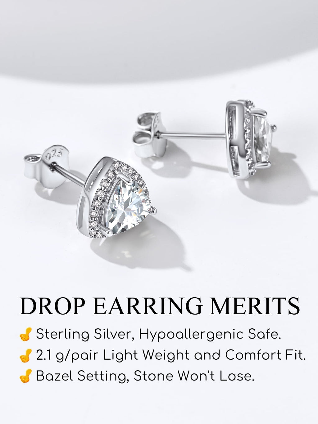 Stud Earrings for Women, 925 Sterling Heart Created Diamond Studs Earrings / Gifts - September