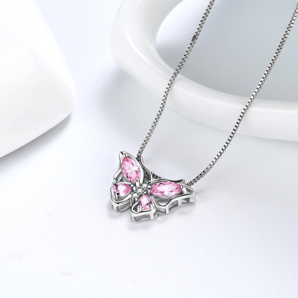 December Tanzanite Blue Butterfly Necklaces 925 Sterling Pendant Jewelry for Women Wife