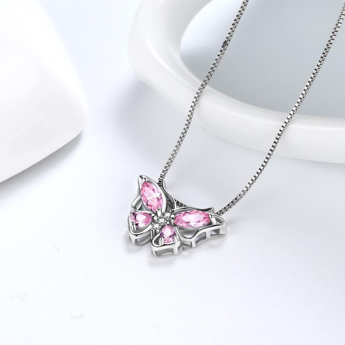 December Tanzanite Blue Butterfly Necklaces 925 Sterling Pendant Jewelry for Women Wife
