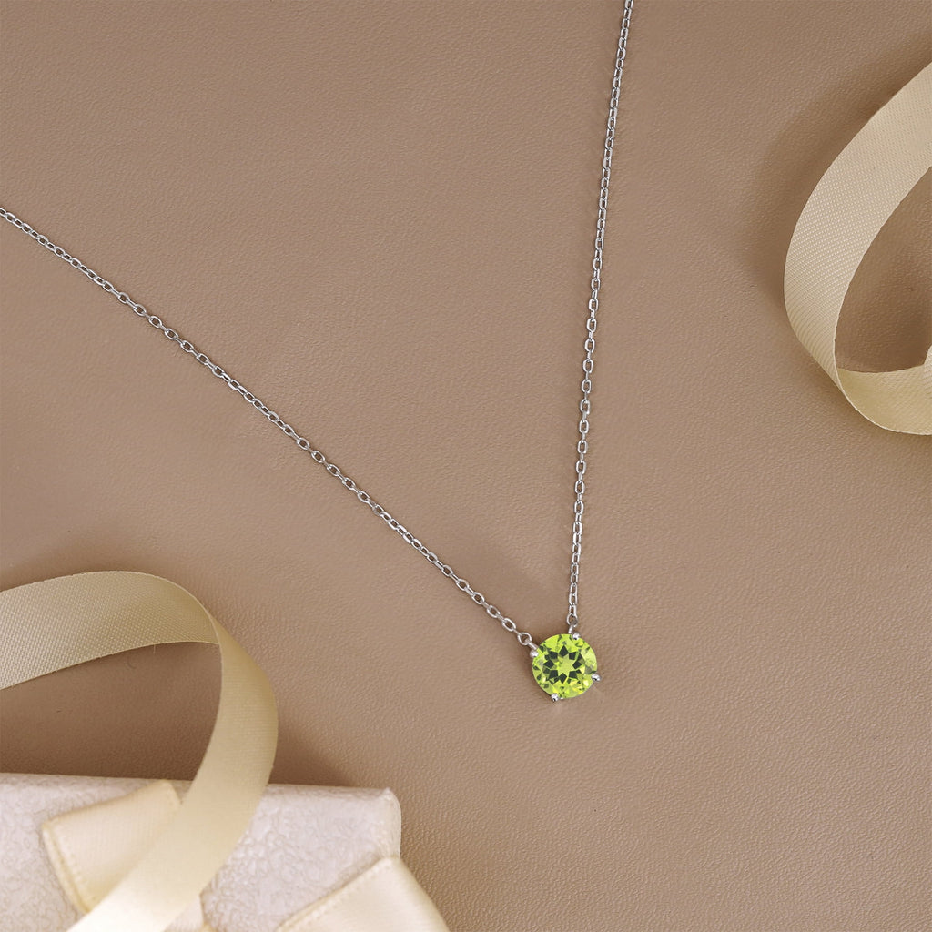1 - April Solitaire Pendant Necklace in 18K White over , Female, Adult