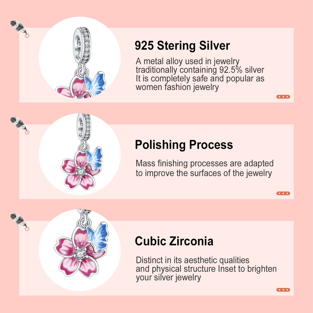 925 Sterling Charm for Bracelets Four Leaf Clover Lucky OpenWork Bead Charm Women Bracelet Charm