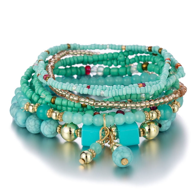 8 PCS Bohemian Women's Bracelet, Beaded Bracelet, Women's and Girls