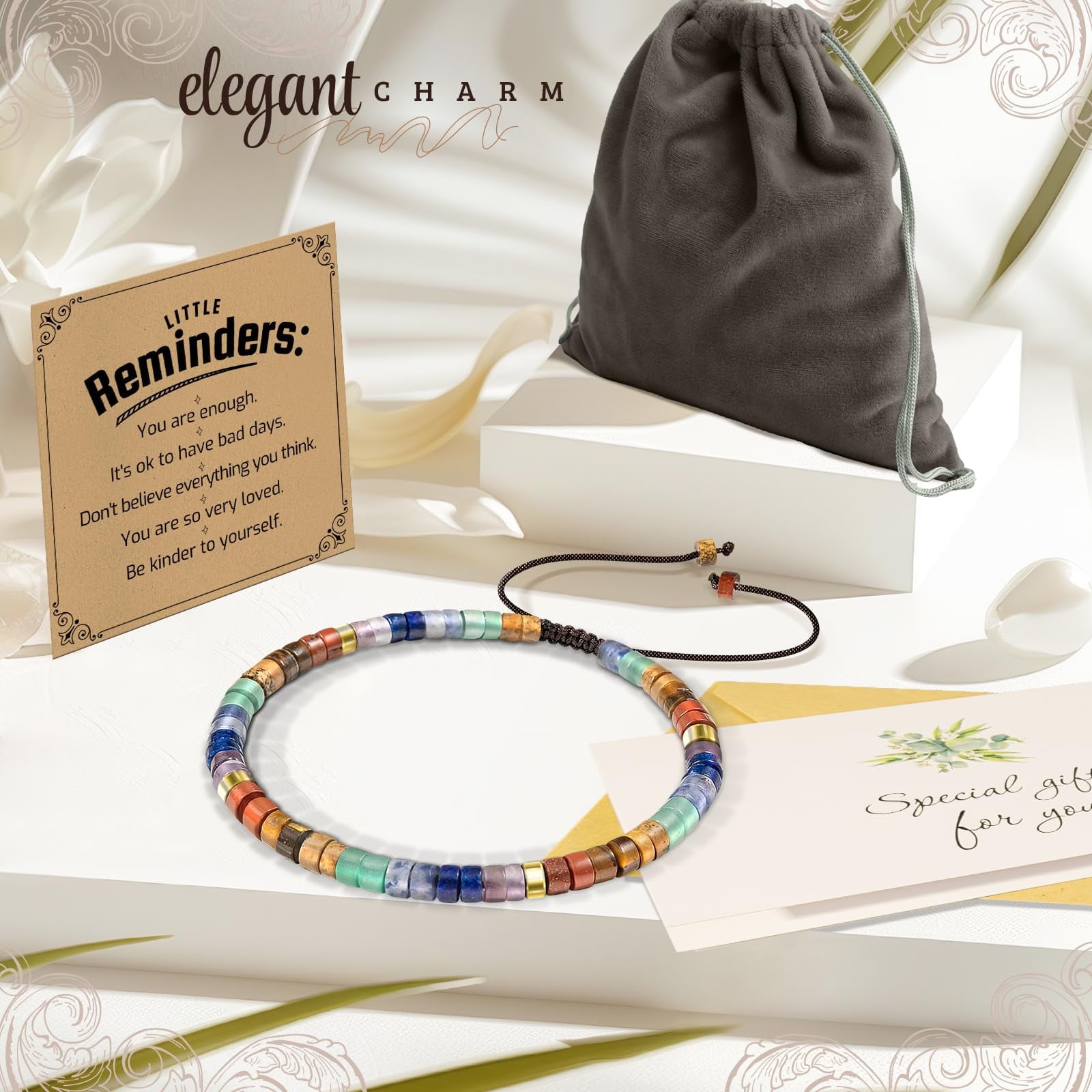 Inspirational Gifts Bracelets for Women - Healing Stone Bracelets - Cheer Up Appreciation for Teachers Women Friends Sister Bestie Coworkers Employees