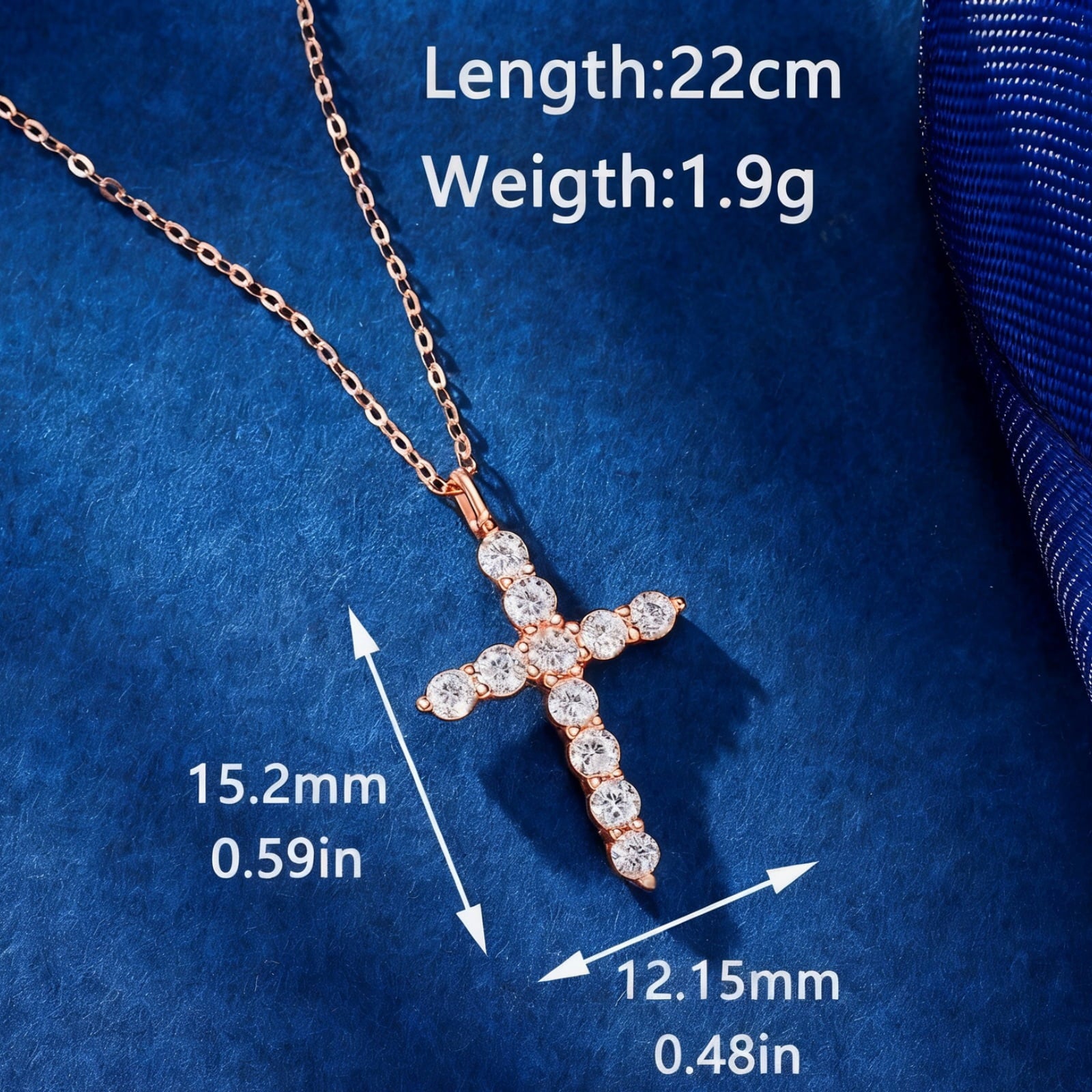 14K Plated Zirconia Cross Pendant Necklace for Women with 925