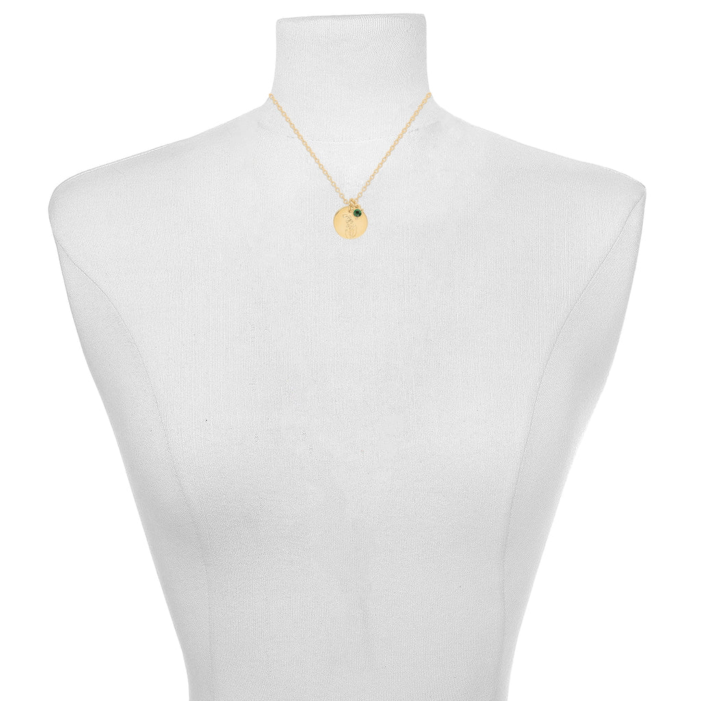 Women’s March Necklace, Tone Chain with Light Azure Stone &amp; Daffodil Flower