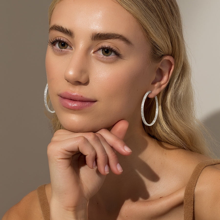 4 Pairs Hoop Earrings for Women CZ Small Huggie Cartilage Post Hypoallergenic Earrings Set for Multiple Piercing Valentines Day Jewelry Gifts Her Teen Mom Wife Lady Adults Ideas