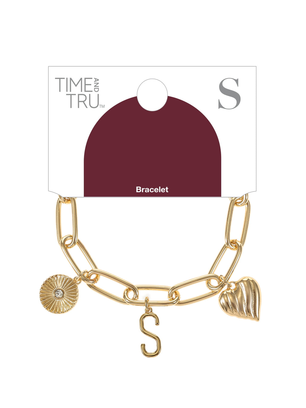 Goldtone Initial Charm Bracelet, Initial J