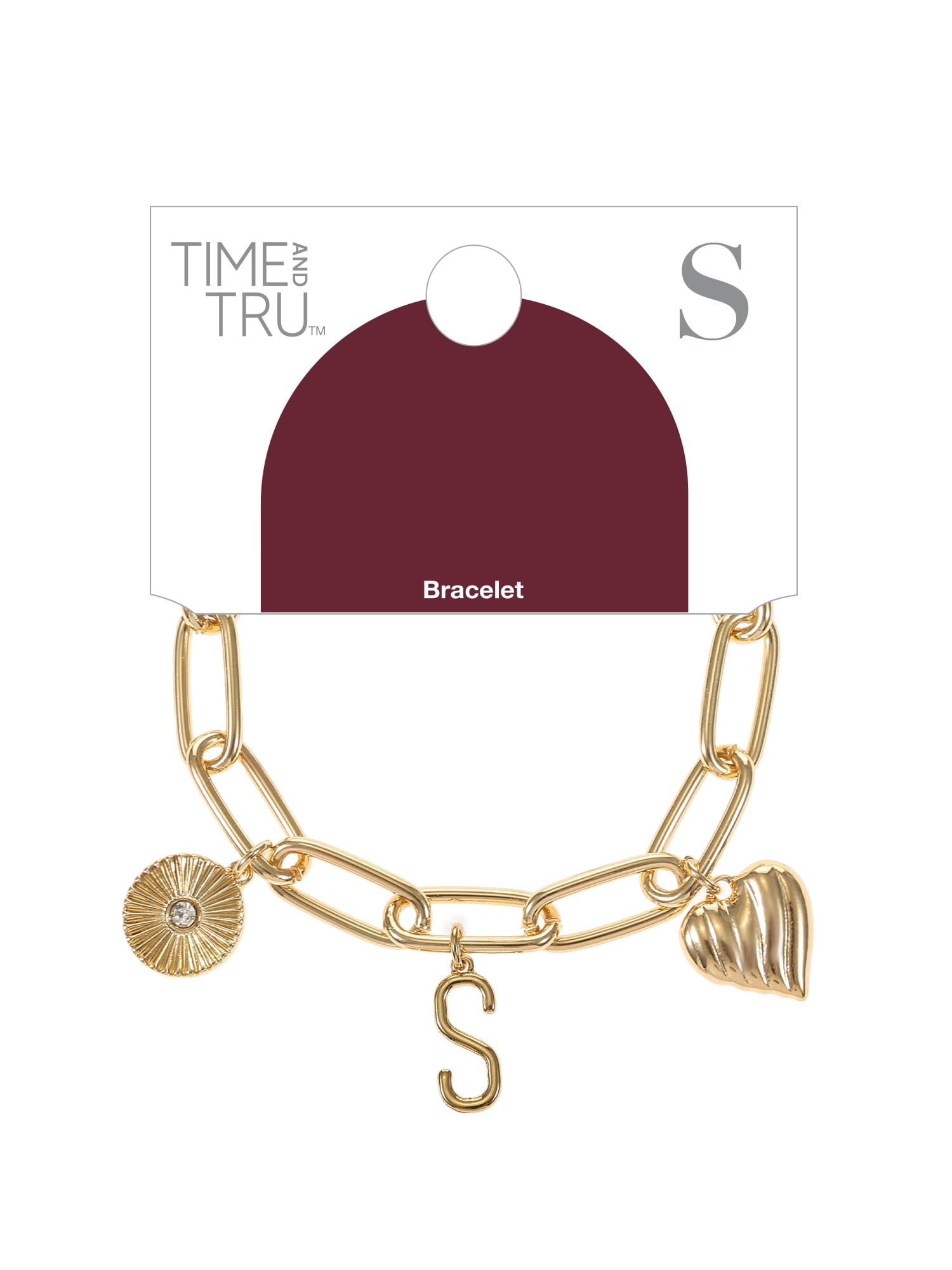 Goldtone Initial Charm Bracelet, Initial J