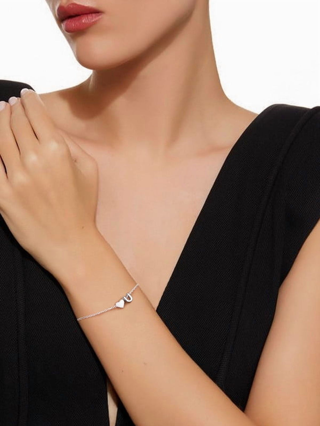 Women's Sterling Bracelets Heart &amp; Alphabet Letter A Initial Bracelet Charm Jewelry Gifts for Her