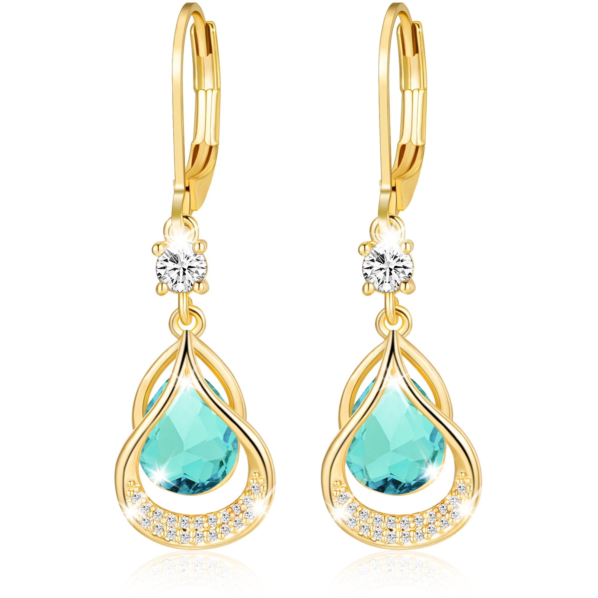 18K White Plated Drop Earrings for Women Girls Hypoallergenic S925 Sterling Post April Earrings with CZ Easter Basket Stuffers Jewelry Gifts Teen Adults Kids