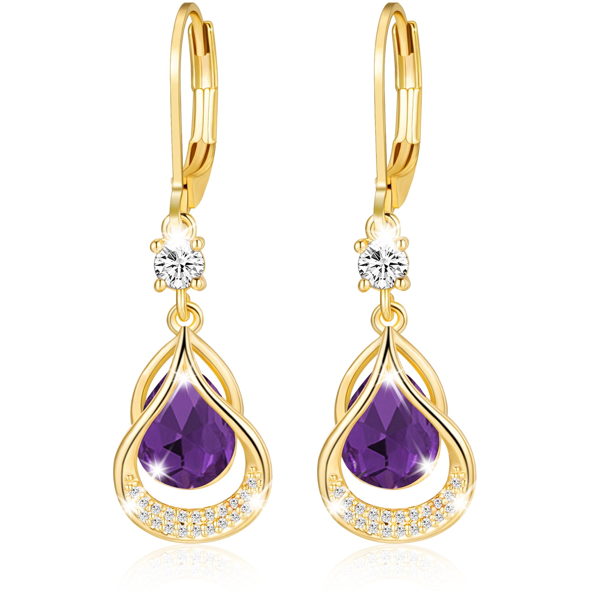 18K White Plated Drop Earrings for Women Girls Hypoallergenic S925 Sterling Post April Earrings with CZ Easter Basket Stuffers Jewelry Gifts Teen Adults Kids