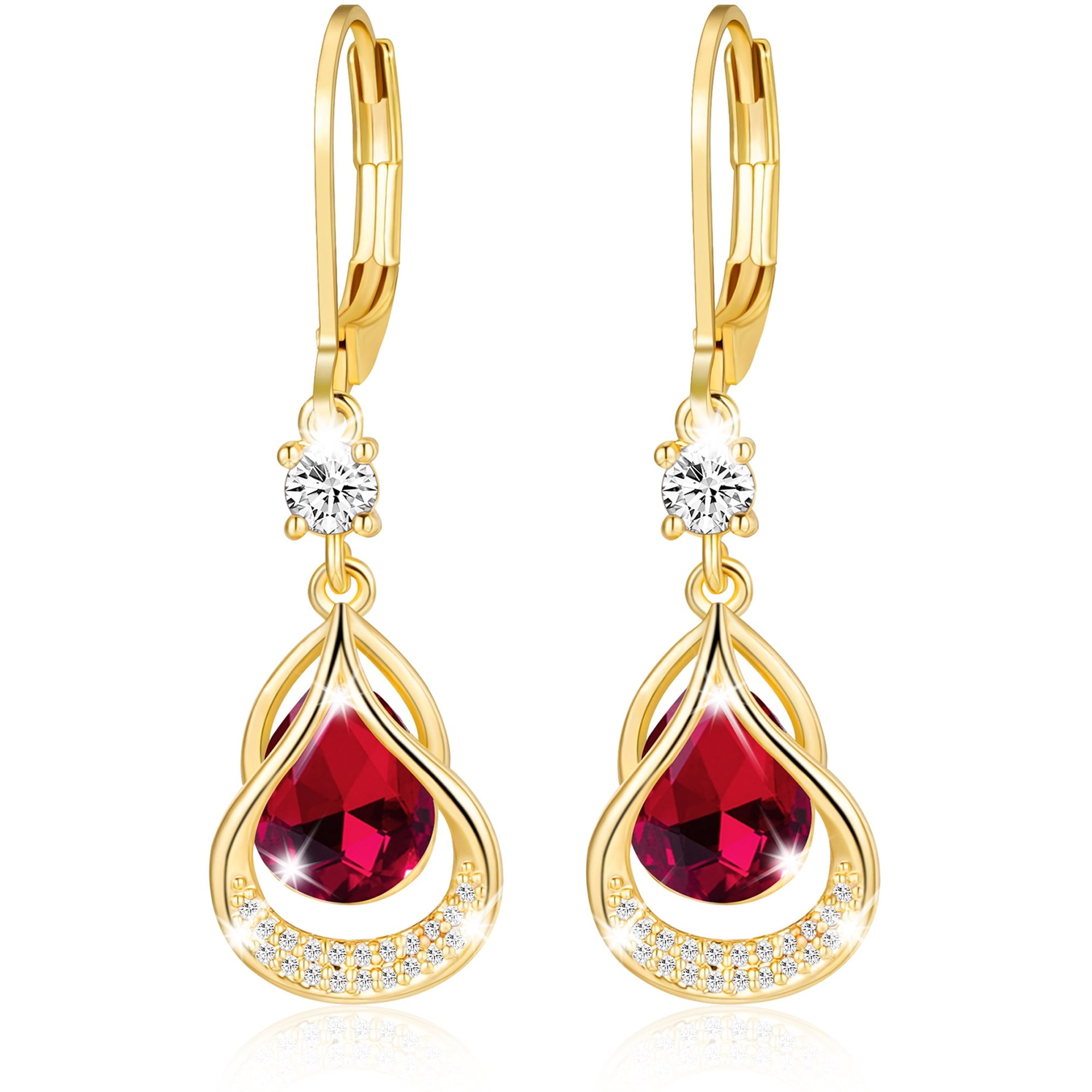 18K White Plated Drop Earrings for Women Girls Hypoallergenic S925 Sterling Post April Earrings with CZ Easter Basket Stuffers Jewelry Gifts Teen Adults Kids