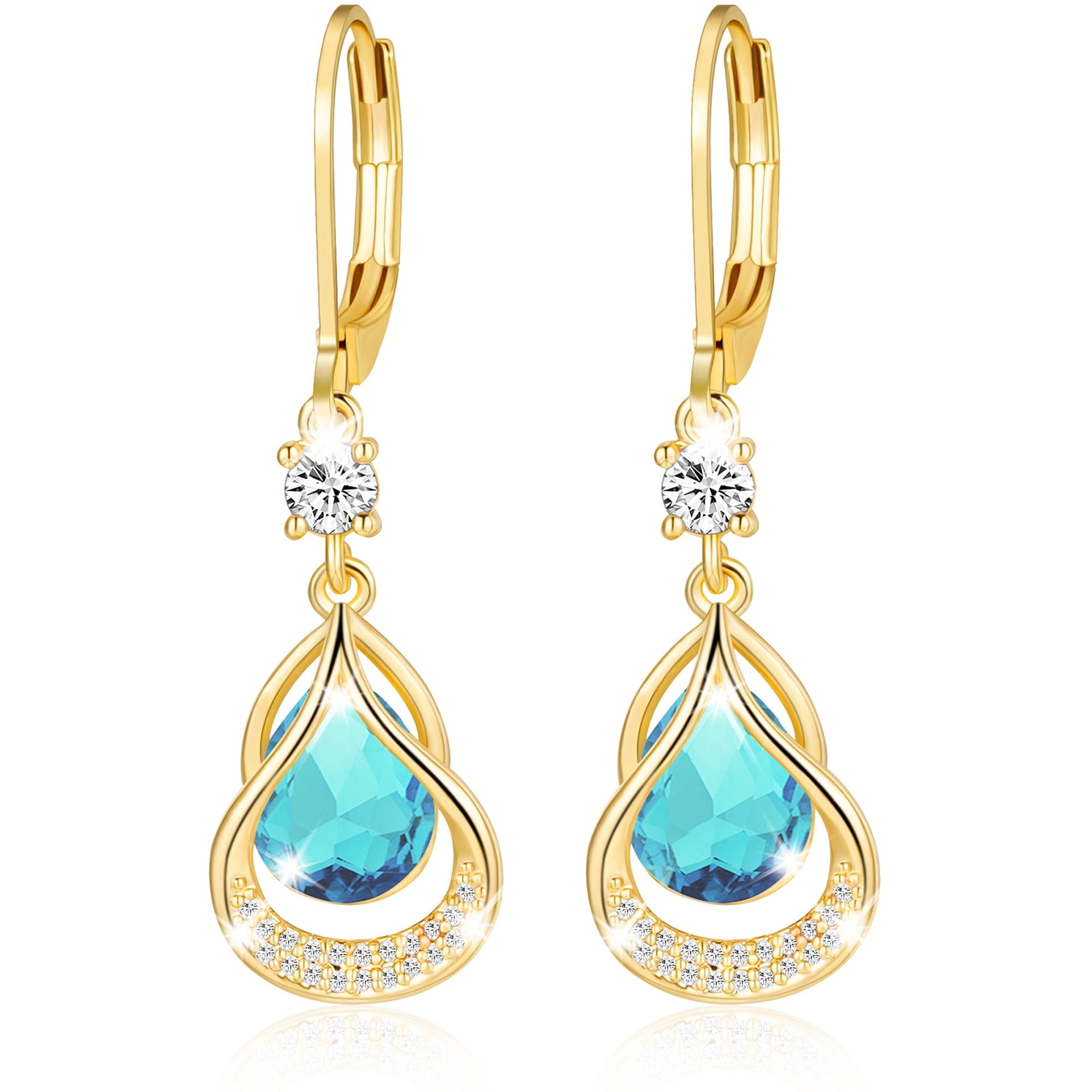 18K White Plated Drop Earrings for Women Girls Hypoallergenic S925 Sterling Post April Earrings with CZ Easter Basket Stuffers Jewelry Gifts Teen Adults Kids