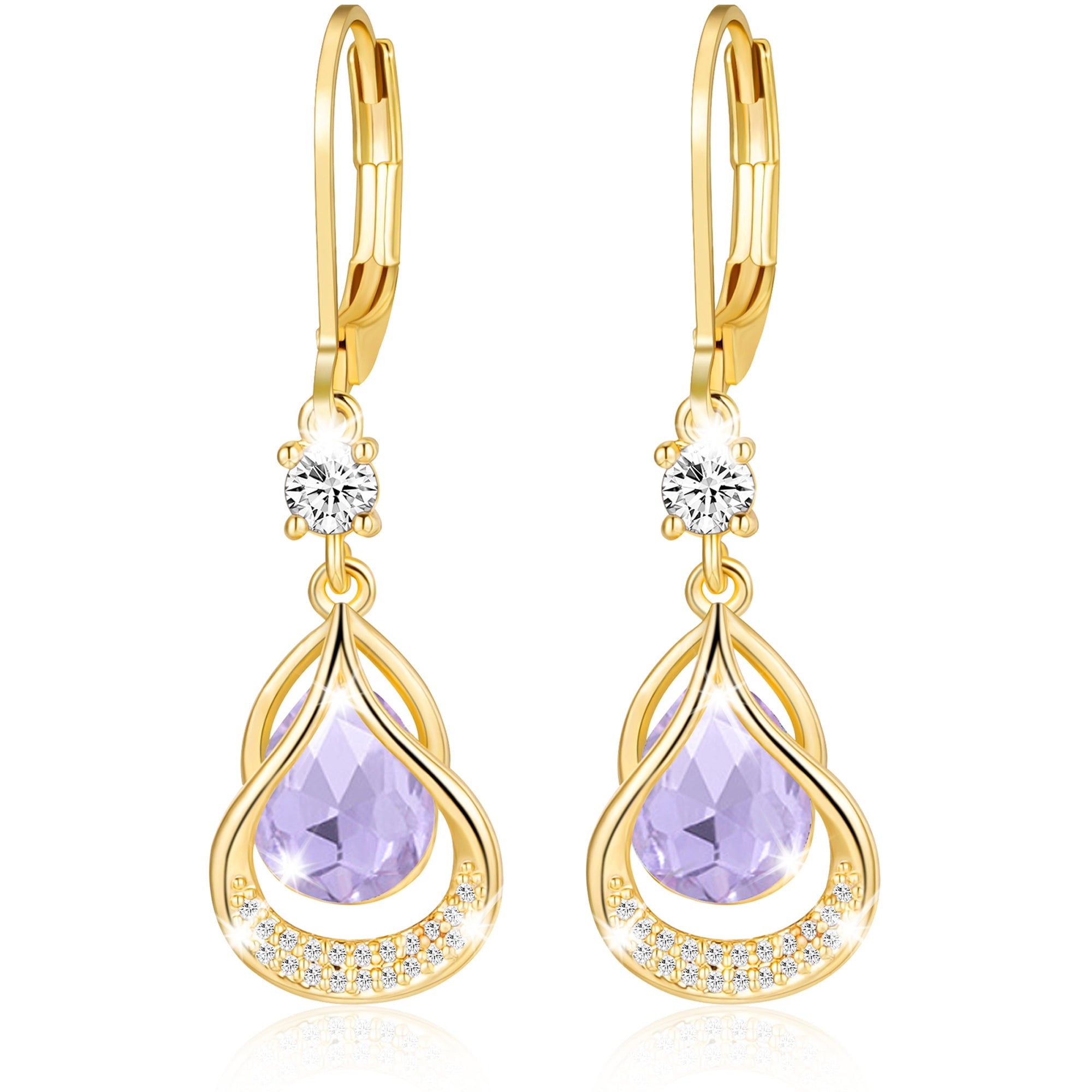 18K White Plated Drop Earrings for Women Girls Hypoallergenic S925 Sterling Post April Earrings with CZ Easter Basket Stuffers Jewelry Gifts Teen Adults Kids