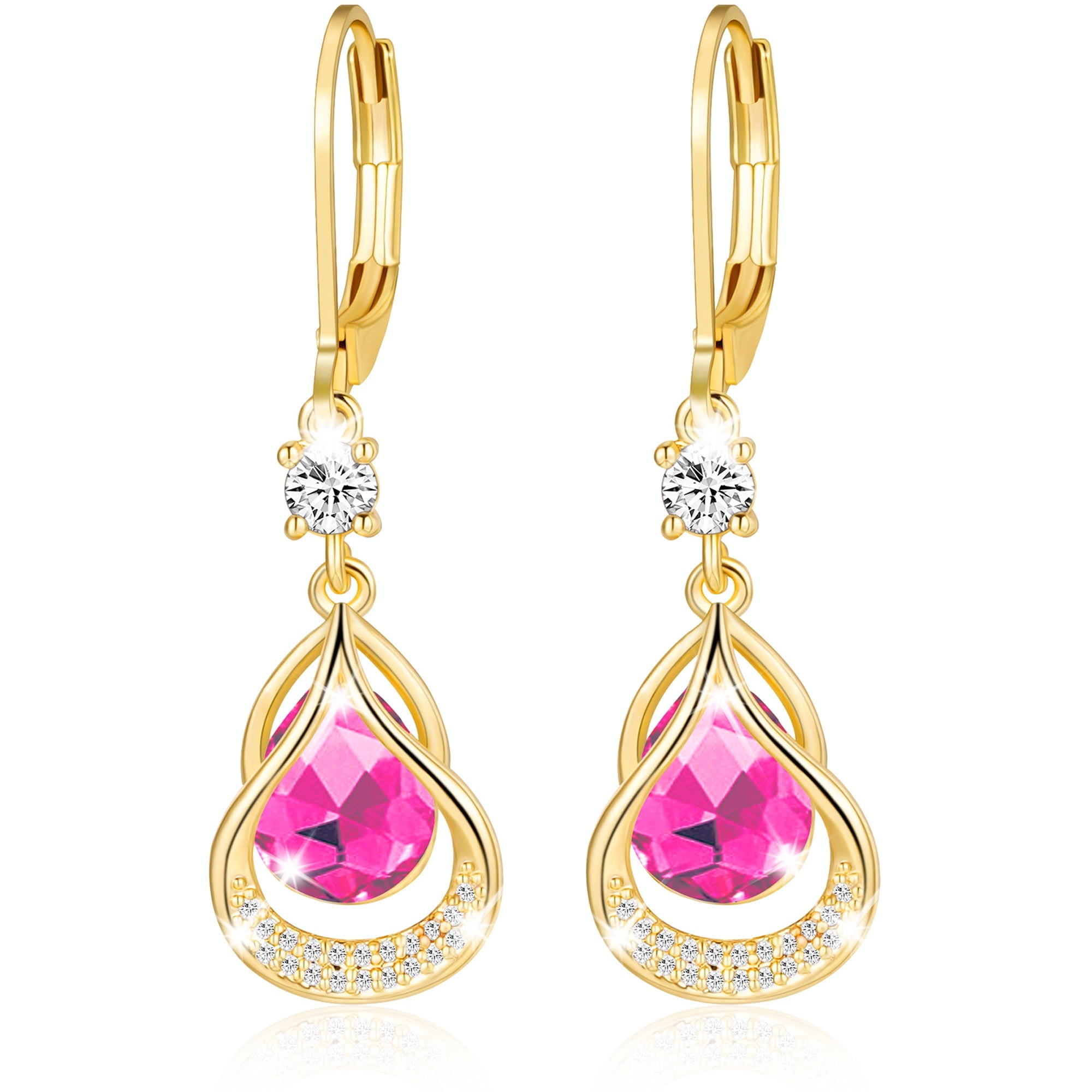 18K White Plated Drop Earrings for Women Girls Hypoallergenic S925 Sterling Post April Earrings with CZ Easter Basket Stuffers Jewelry Gifts Teen Adults Kids
