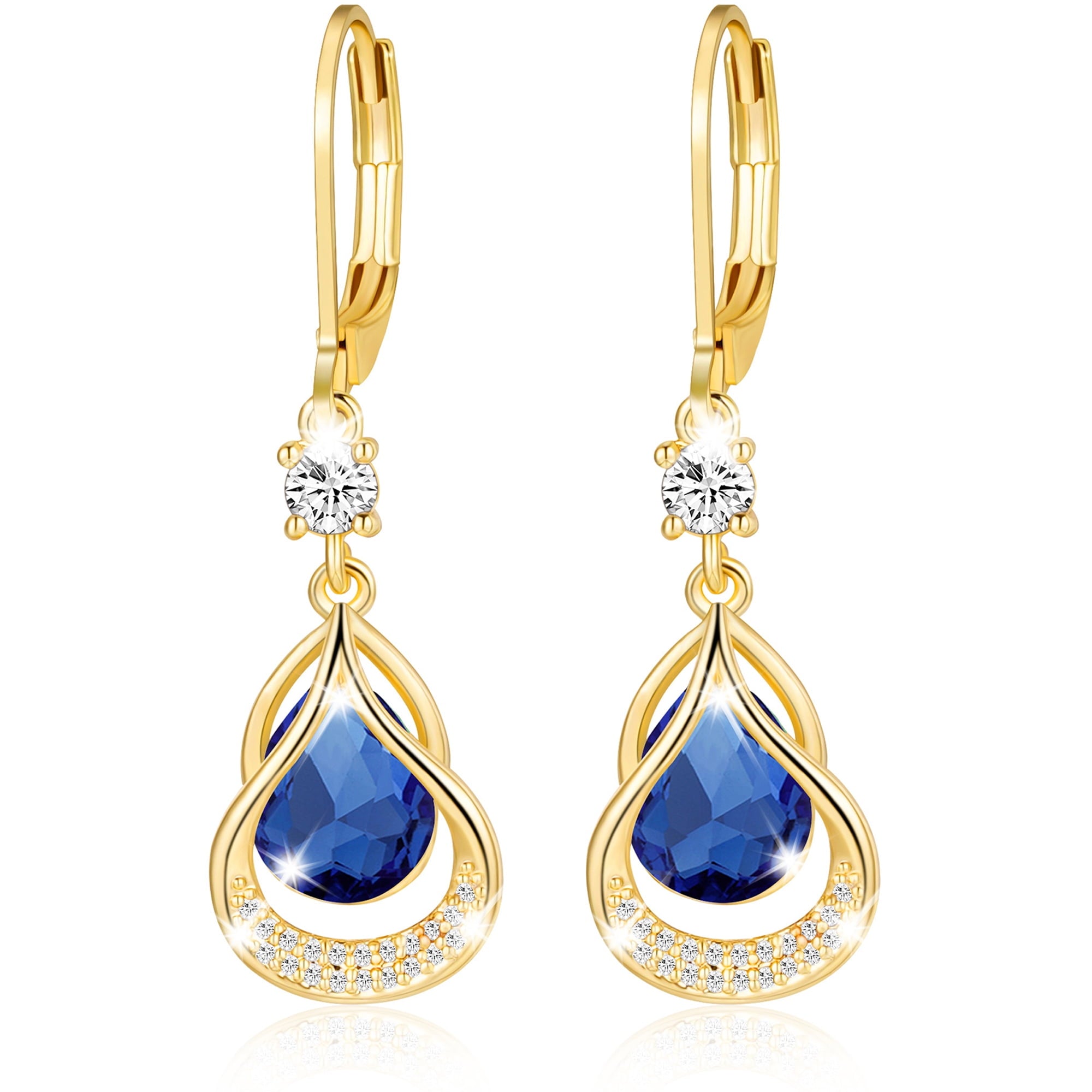 18K White Plated Drop Earrings for Women Girls Hypoallergenic S925 Sterling Post April Earrings with CZ Easter Basket Stuffers Jewelry Gifts Teen Adults Kids