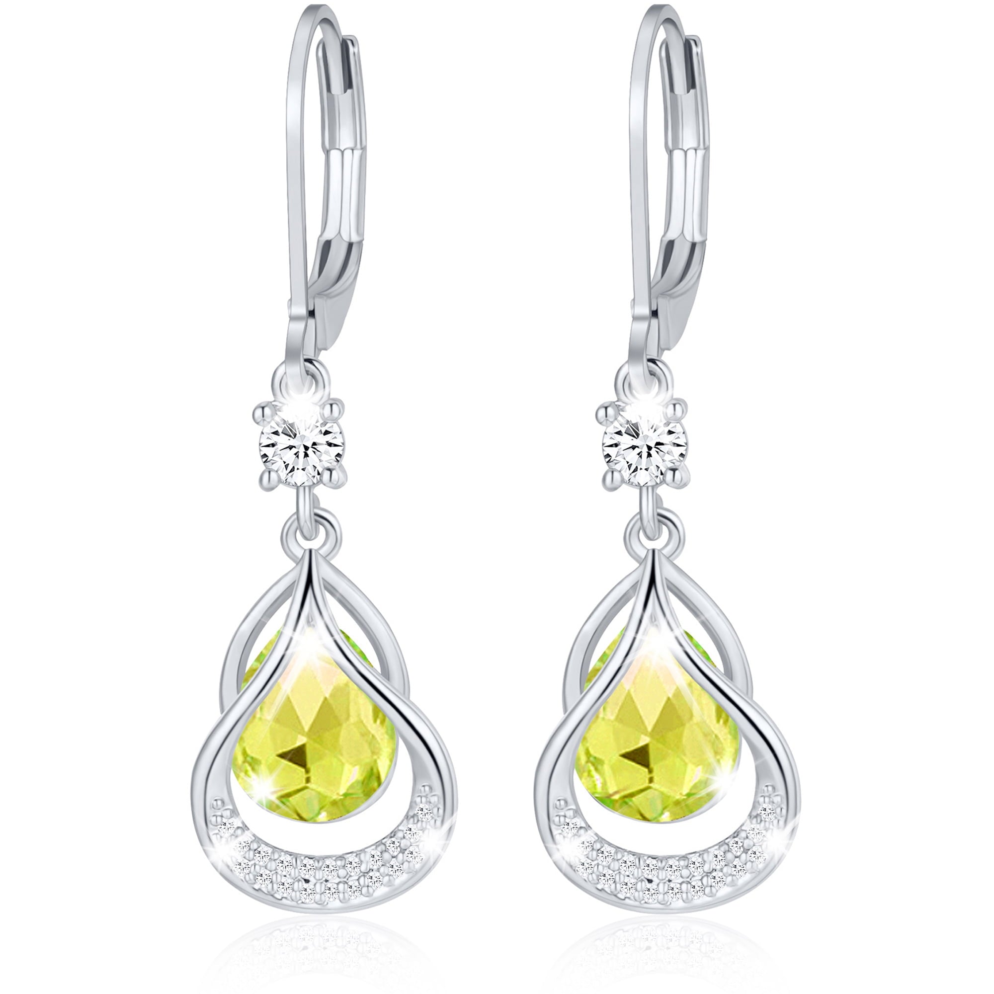 18K White Plated Drop Earrings for Women Girls Hypoallergenic S925 Sterling Post April Earrings with CZ Easter Basket Stuffers Jewelry Gifts Teen Adults Kids