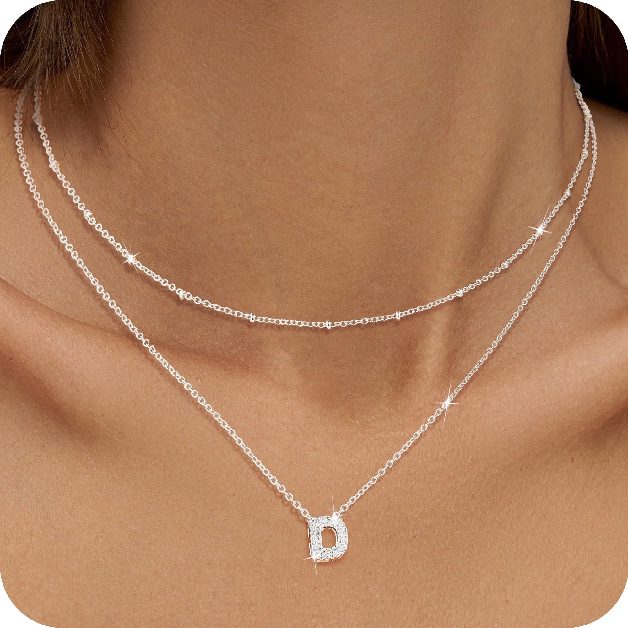 S925 Sterling Plated Initial Necklaces for Women Girls CZ Letter A Necklace Set Easter Basket Stuffers Jewelry Gifts Teen Her Wife Mom Girlfriend Female Adults Kids Ideas