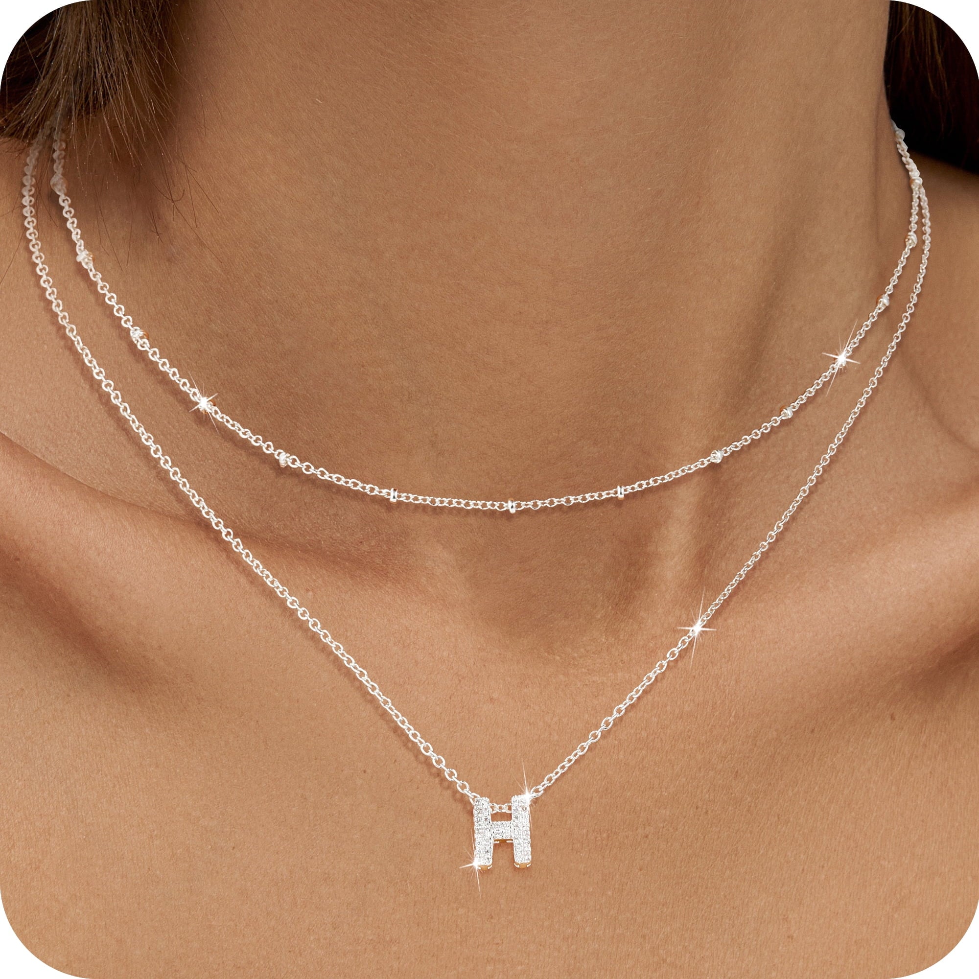 S925 Sterling Plated Initial Necklaces for Women Girls CZ Letter A Necklace Set Easter Basket Stuffers Jewelry Gifts Teen Her Wife Mom Girlfriend Female Adults Kids Ideas
