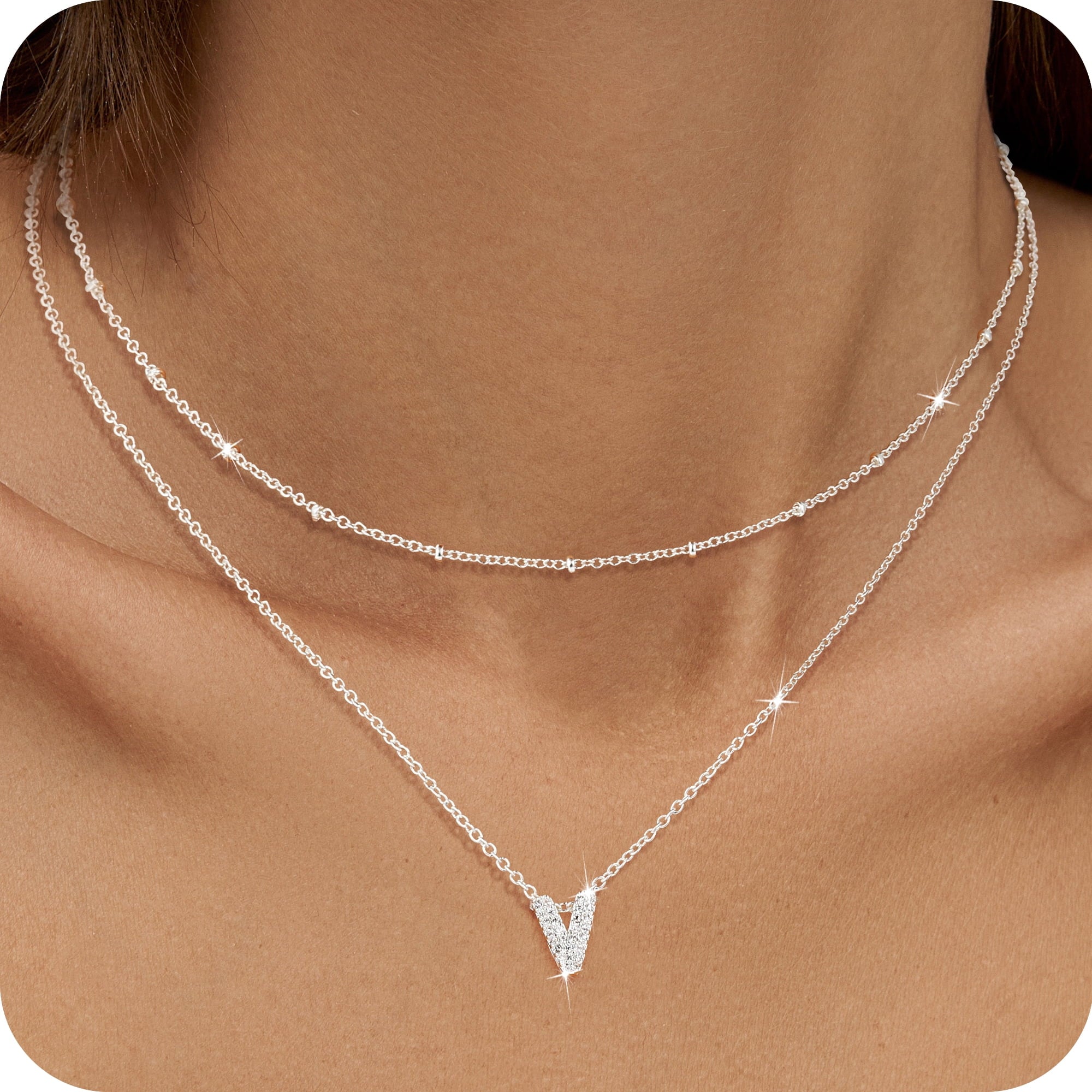 S925 Sterling Plated Initial Necklaces for Women Girls CZ Letter A Necklace Set Easter Basket Stuffers Jewelry Gifts Teen Her Wife Mom Girlfriend Female Adults Kids Ideas