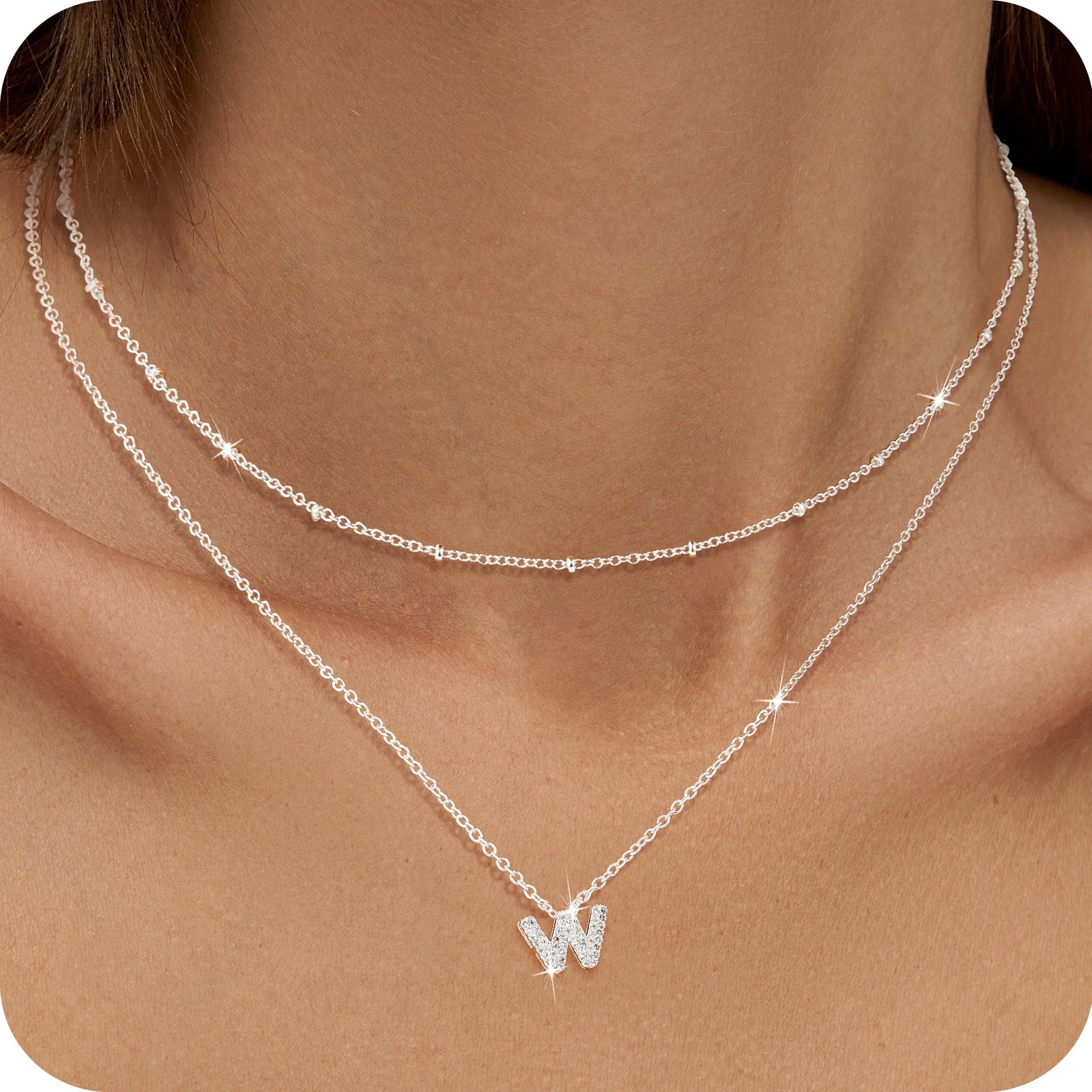 S925 Sterling Plated Initial Necklaces for Women Girls CZ Letter A Necklace Set Easter Basket Stuffers Jewelry Gifts Teen Her Wife Mom Girlfriend Female Adults Kids Ideas