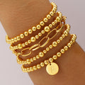18K Plated Initial Beaded Bracelets for Women Charms Stackable Letter A Chain Bracelet Set Easter Basket Stuffers Jewelry Gifts Teen Her Girlfriend Adults Wife Daughter Lady Ideas