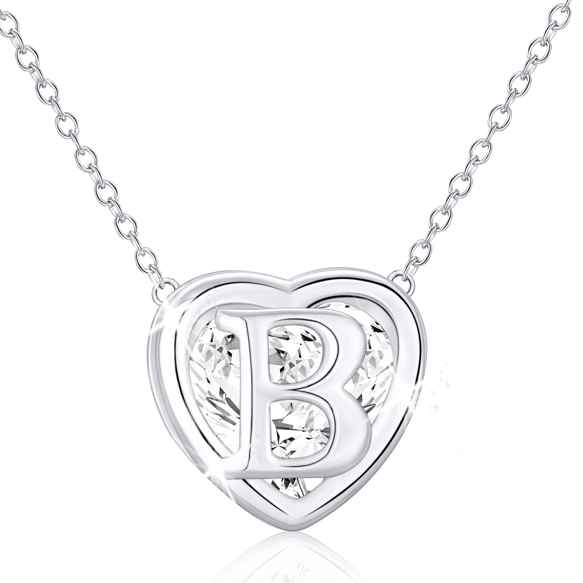 S925 Sterling Plated Heart Initial Necklaces for Women Girls CZ Letter J Pendant Chain Easter Basket Stuffers Jewelry Gifts Teen Her Mom Wife Adults Kids Age Ideas