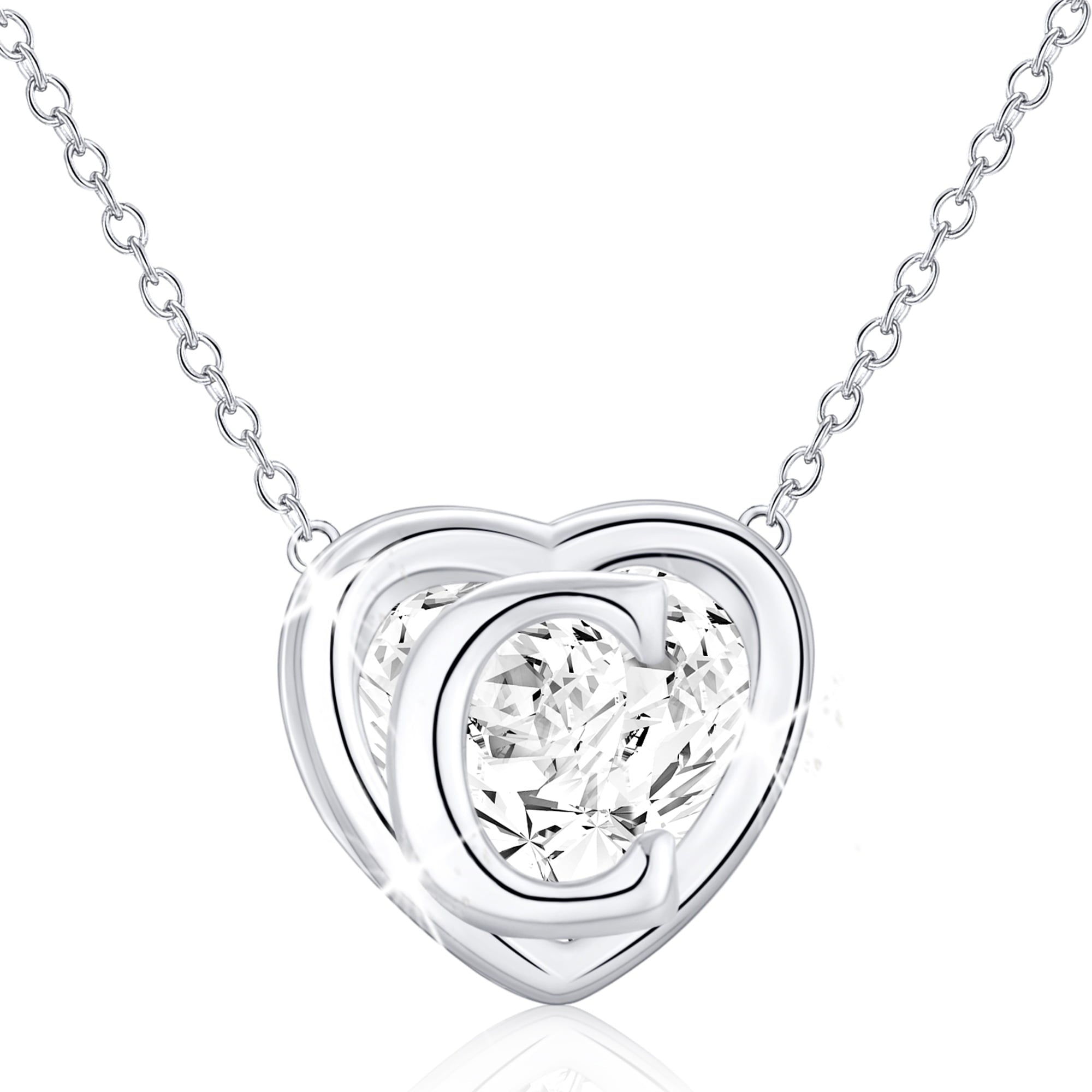 S925 Sterling Plated Heart Initial Necklaces for Women Girls CZ Letter J Pendant Chain Easter Basket Stuffers Jewelry Gifts Teen Her Mom Wife Adults Kids Age Ideas